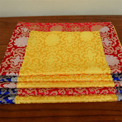 Buddha Stones Brocade Prayer Altar Flower Vajra Dragon Pattern Auspicious Symbols Table Runner Prayer Altar BS 2
