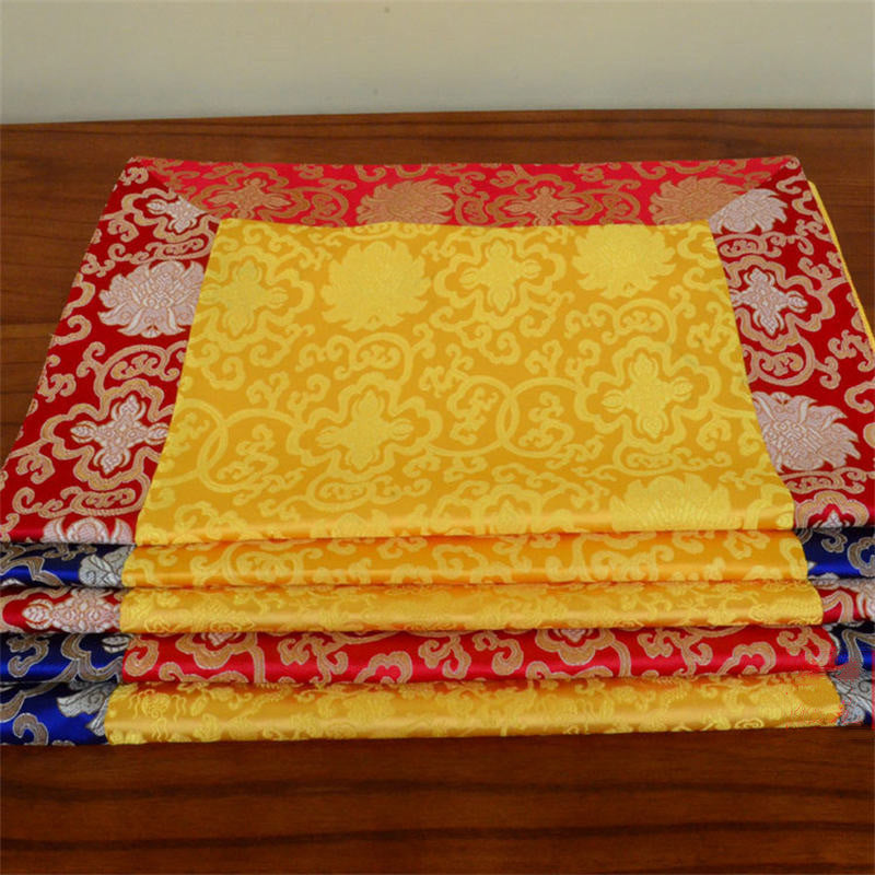 Buddha Stones Brocade Prayer Altar Flower Vajra Dragon Pattern Auspicious Symbols Table Runner Prayer Altar BS 2