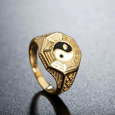 Buddha Stones Yin Yang Symbol Copper Luck Ring Rings BS 2