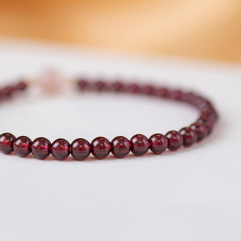 Buddha Stones Natural Garnet Strawberry Quartz Calm Bracelet Bracelet BS 4