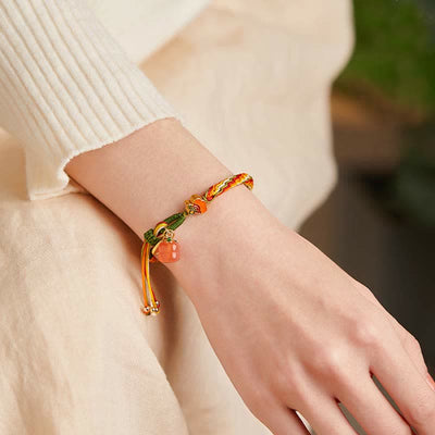 Buddha Stones Persimmon Red Agate Strength Reincarnation Knot Braid String Bracelet Bracelet BS 7