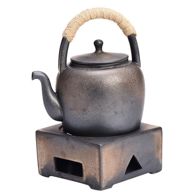 Buddha Stones Retro Brown Chinese Gongfu Tea Ceramic Kung Fu Teapot 700ml With Base Teapot BS 20