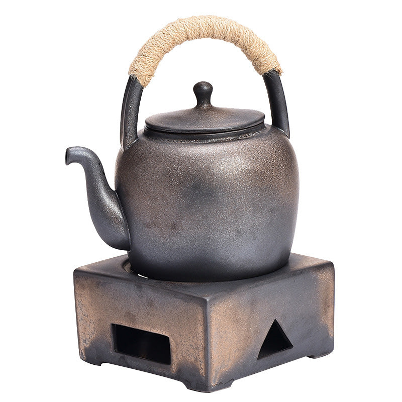 Buddha Stones Retro Brown Chinese Gongfu Tea Ceramic Kung Fu Teapot 700ml With Base Teapot BS 20