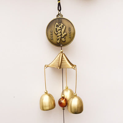 Buddha Stones Blessing Letter Elephant Bagua Auspicious Coin Wall Hanging Chime Bell Handmade Home Decoration - image 2