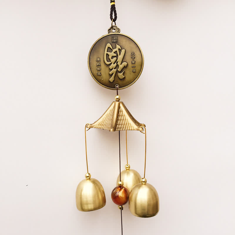Buddha Stones Blessing Letter Elephant Bagua Auspicious Coin Wall Hanging Chime Bell Handmade Home Decoration - image 2