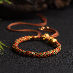 Buddha Stones Tibetan Handmade Luck Prayer Wheel Bead Charm Weave Colorful String Bracelet Bracelet BS Red&Green(Wrist Circumference 14-19cm)