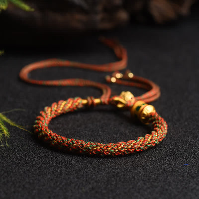 Buddha Stones Tibetan Handmade Luck Prayer Wheel Bead Charm Weave Colorful String Bracelet Bracelet BS Red&Green(Wrist Circumference 14-19cm)