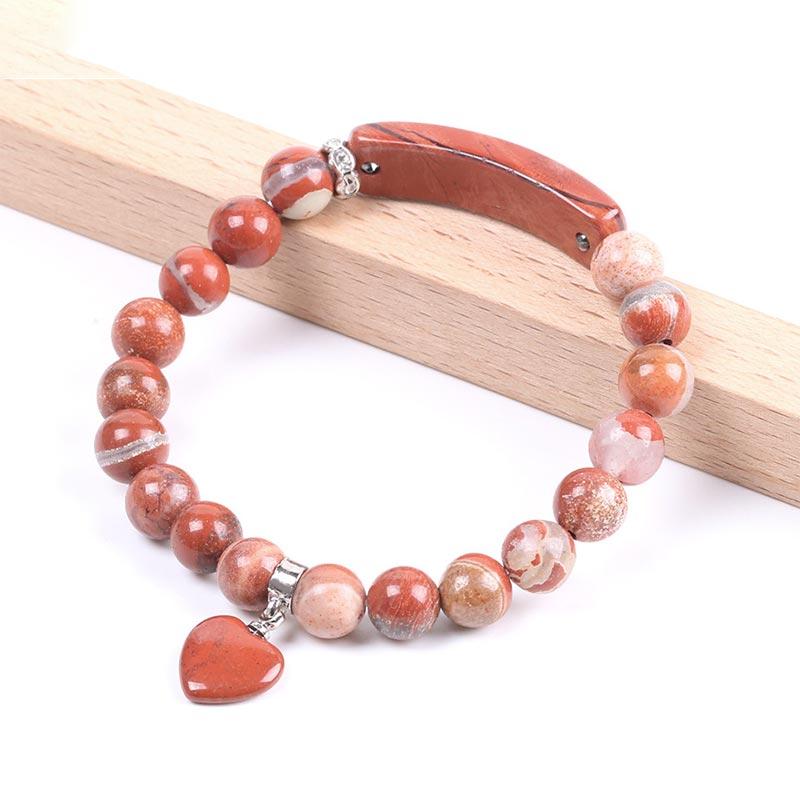 Foviel Natural Quartz Love Heart Healing Beads Bracelet