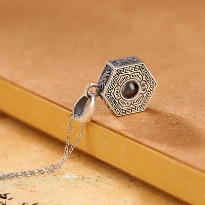 Buddha Stones 990 Sterling Silver Tibetan Om Mani Padme Hum Lotus Love Projection Necklace Pendant Necklaces & Pendants BS 2