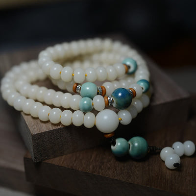 Buddha Stones 108 Mala Beads Bodhi Seed Keep Away Evil Spirits Calm Bracelet Mala Bracelet BS 7