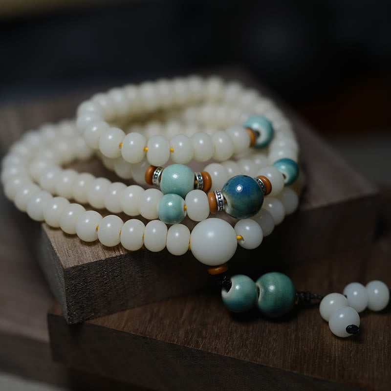 Buddha Stones 108 Mala Beads Bodhi Seed Keep Away Evil Spirits Calm Bracelet Mala Bracelet BS 7