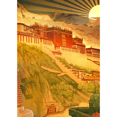 Buddha Stones Tibet Potala Palace Paper LED Carving Lamp Art Night Lights Creative LED Table Lamp Decorations BS 7