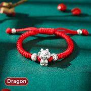 Foviel 999 Sterling Silver Chinese Zodiac Red Rope Luck Handcrafted Kids Bracelet