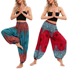 Buddha Stones Loose Circle-shaped Flowers Pattern Harem Trousers Women's Yoga Pants Women's Harem Pants BS main