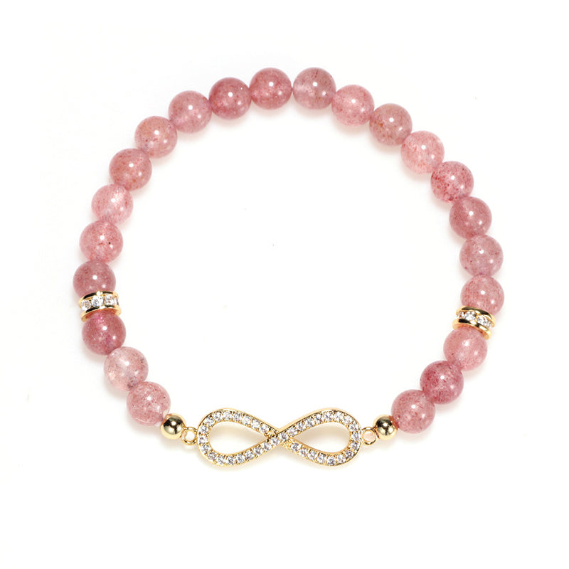Bracelet de guérison et de positivité en quartz fraise naturel Foviel