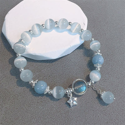 Foviel Cat's Eye Moonstone Butterfly Star Charm Support Bracelet