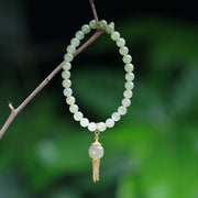 Bracelet à breloques porte-bonheur en argent sterling 925 et perles de jade de Hetian Foviel