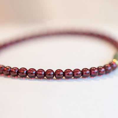Buddha Stones Natural Strawberry Quartz Garnet Jade Lucky Fortune Fu Character Healing Charm Bracelet Bracelet BS 13