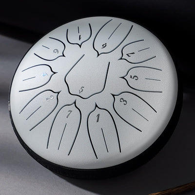 Buddha Stones Steel Tongue Drum Sound Healing Meditation Yoga Lotus Drum Kit 11 Note 6 Inch Tongue Drum BS White