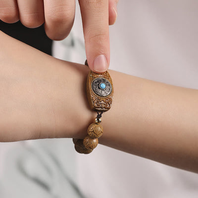 Buddha Stones Green Sandalwood Ebony Wood Sandalwood Om Mani Padme Hum Soothing Bracelet Bracelet BS 12