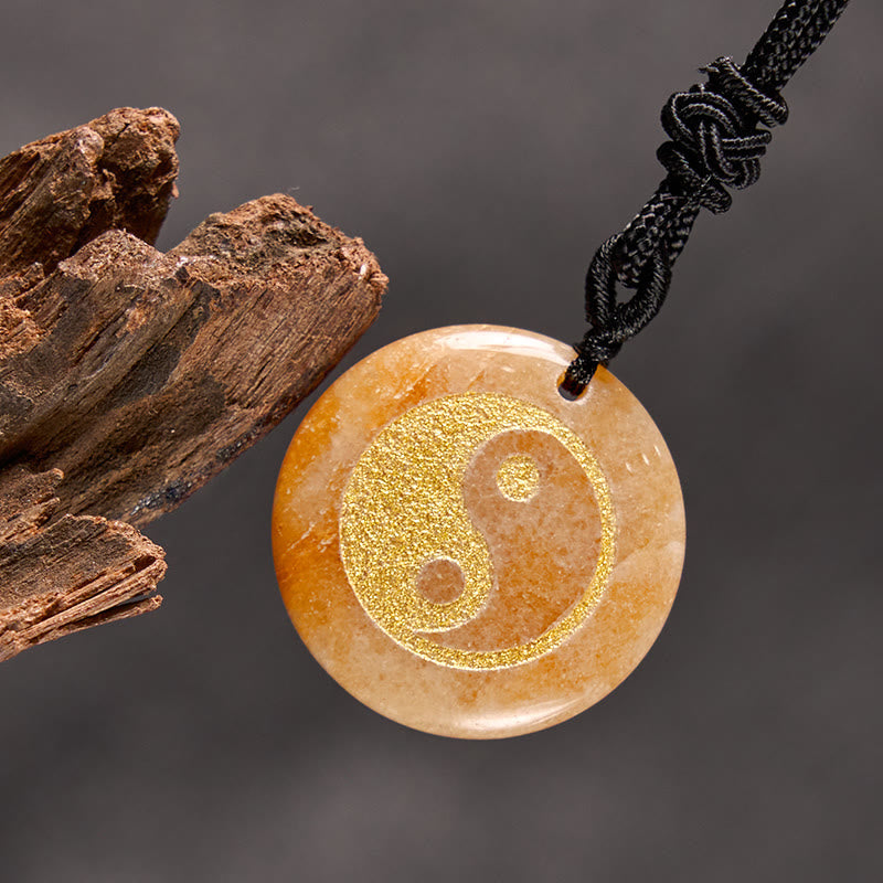 Buddha Stones Various Crystal Amethyst Tiger Eye Green Aventurine Yin Yang Spiritual Necklace Pendant Necklaces & Pendants BS Orange Aventurine
