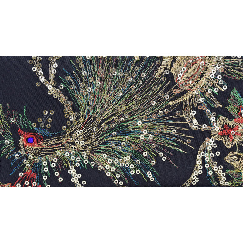 Foviel Peacock Double-sided Embroidery Cash Holder Wallet Shopping Purse