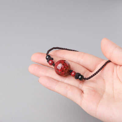 Buddha Stones Natural Cinnabar Stones Bead Blessing Necklace Pendant Necklaces & Pendants BS 6