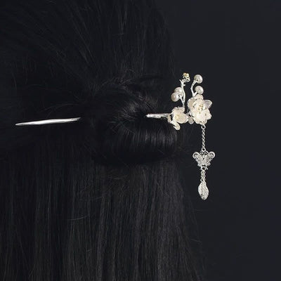 Buddha Stones Plum Blossom Butterfly Love Freedom Tassel Hairpin Hairpin BS 4