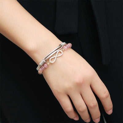 Bracelet de guérison et de positivité en quartz fraise naturel Foviel