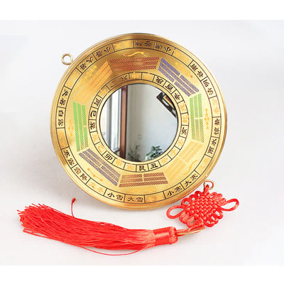 Buddha Stones Feng Shui Bagua Map Copper Coin Chinese Knotting Balance Energy Map Bagua Map BS 16cm Four Seasons Bagua Map Convex Mirror