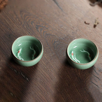 Buddha Stones Colorful Koi Fish Ceramic Teacup Kung Fu Tea Cup Bowl Cup BS 27