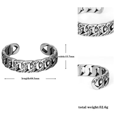 Buddha Stones Tibetan Om Mani Padme Hum Mantra Titanium Steel Peace Cuf Bangle Bracelet Bracelet Bangle BS 7