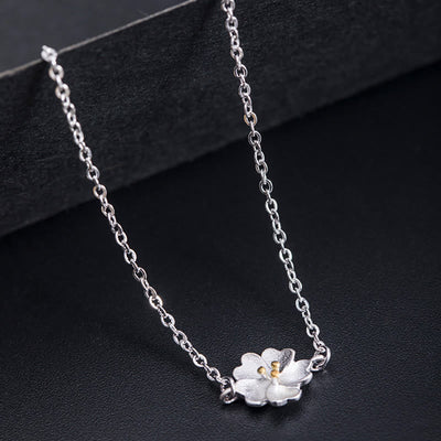 Buddha Stones 925 Sterling Silver Cherry Blossom Blessing Chain Bracelet Bracelet BS 3