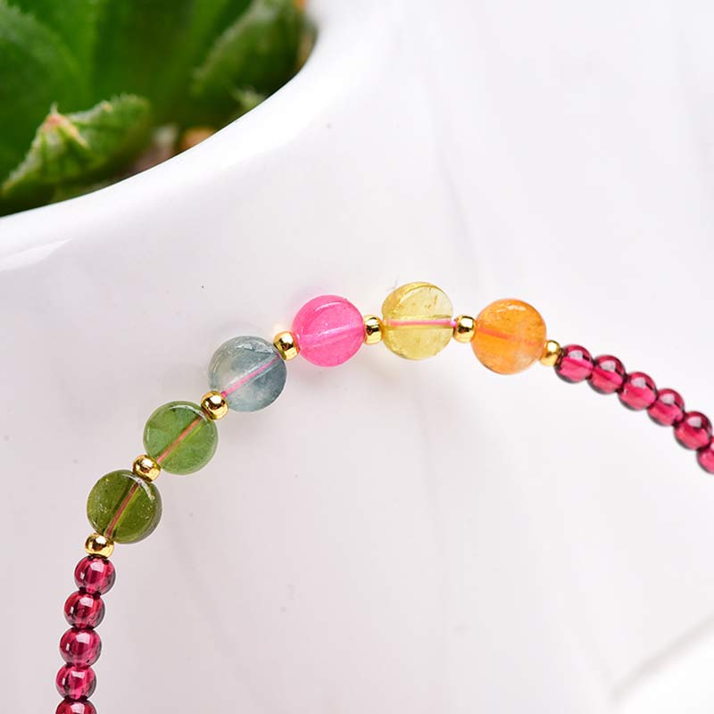 Buddha Stones Garnet Tourmaline Butterfly Protection Bracelet Anklet Bracelet Anklet BS 7