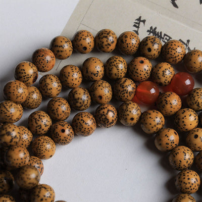 Buddha Stones 108 Mala Beads Bodhi Seed Red Agate Auspiciousness Bracelet Mala Bracelet BS 3
