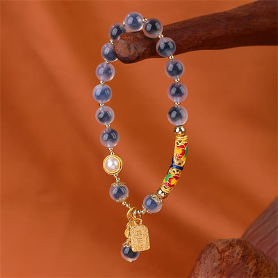 Buddha Stones Natural Blue Candy Agate Amulet Strength Bracelet Bracelet BS Candy Agate(Strength♥Confidence)