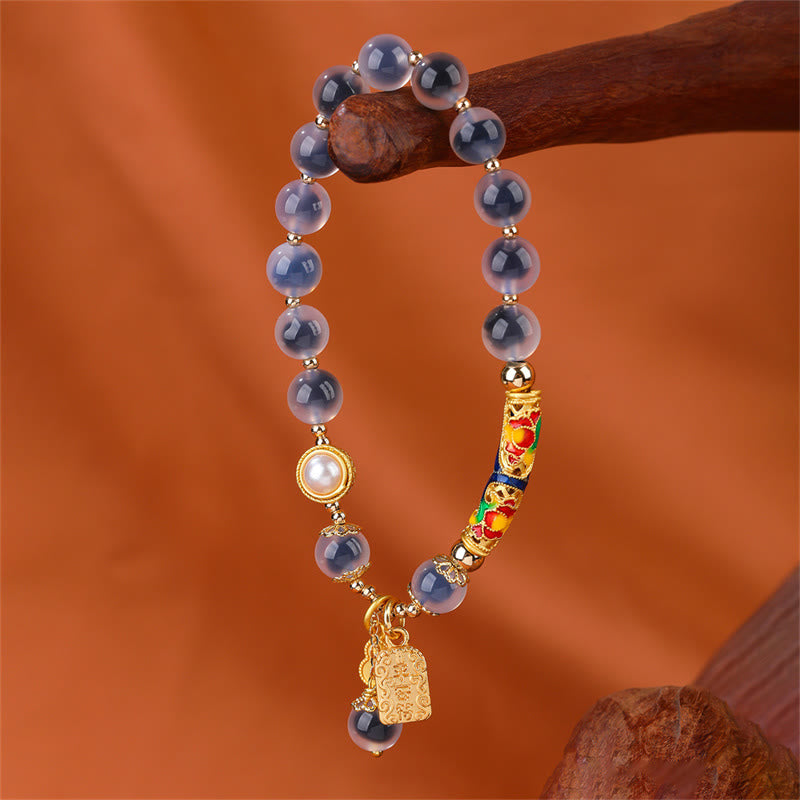 Buddha Stones Natural Blue Candy Agate Amulet Strength Bracelet Bracelet BS Candy Agate(Strength♥Confidence)