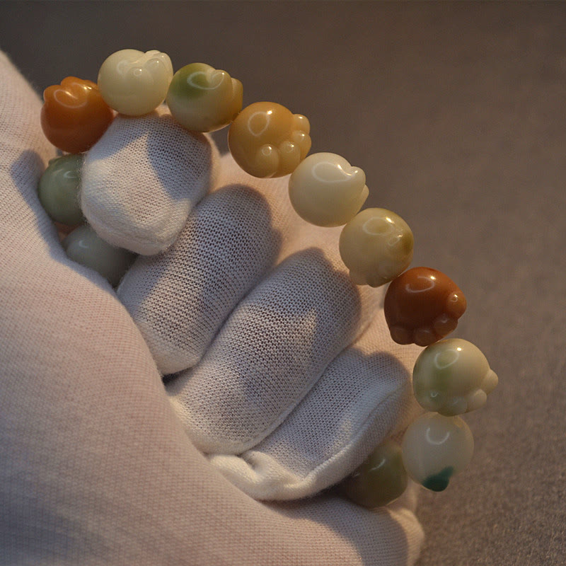 Buddha Stones Multilayered Bodhi Seed Cute Cat Paw Calm Harmony Bracelet Bracelet BS 7