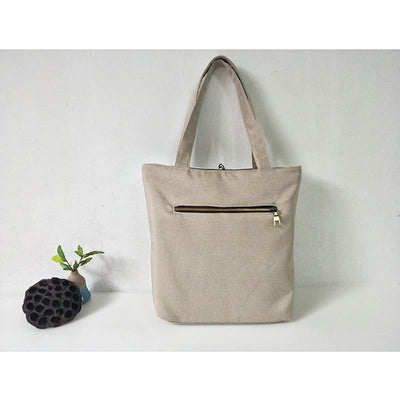 Buddha Stones Pear Flower Plum Peach Blossom Bamboo Embroidery Canvas Large Capacity Shoulder Bag Tote Bag - image 45
