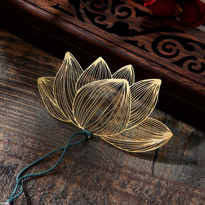 Buddha Stones Lotus Flower New Beginning Metal Brass Hollow Bookmark Bookmarks BS 2