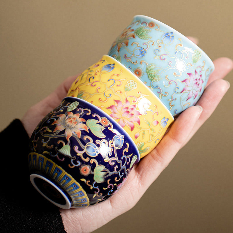 Buddha Stones Lotus Flower Pod Pattern Ceramic Teacup Kung Fu Tea Cup 80ml Cup BS 12
