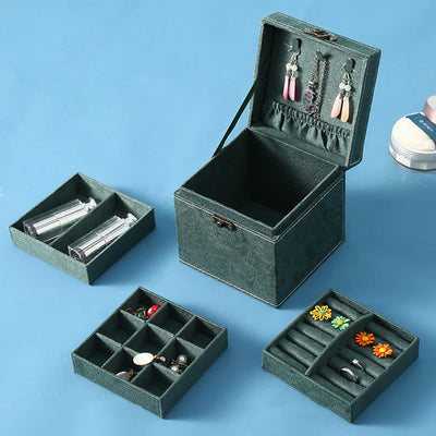 Buddha Stones Jewelry Box Organizer Three-Layer Jewelry Storage Box Flannel Gift Box Jewelry Box BS 2