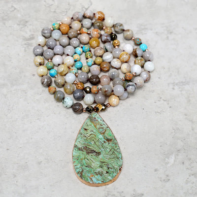 Buddha Stones Natural Ocean Picasso Jasper Beaded Healing Neckace Bracelet BS 7