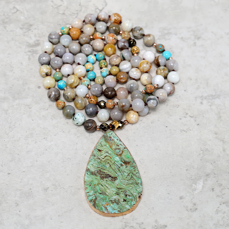 Buddha Stones Natural Ocean Picasso Jasper Beaded Healing Neckace Bracelet BS 7