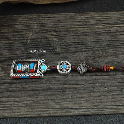 Buddha Stones Six True Words Prayer Wheel Rotation Knot Blessing Keychain Decoration Decorations BS 14