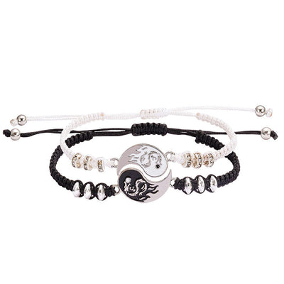 Buddha Stones 2pcs Yin Yang Dragon Couple Bracelet Bracelet BS main