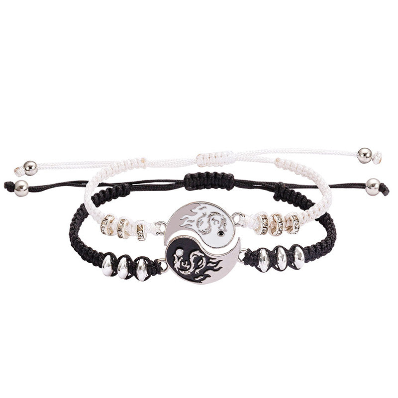 Buddha Stones 2pcs Yin Yang Dragon Couple Bracelet Bracelet BS main