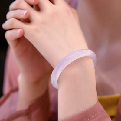 Buddha Stones Natural Chalcedony Harmony Positive Bracelet Bangle Bracelet Bangle BS 15