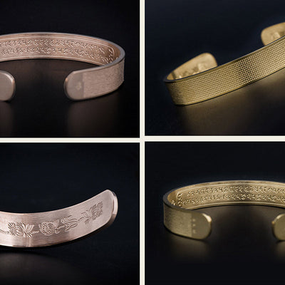 Buddha Stones Shurangama Mantra Engraving Titanium Steel Blessing Bracelet Bracelet BS 16