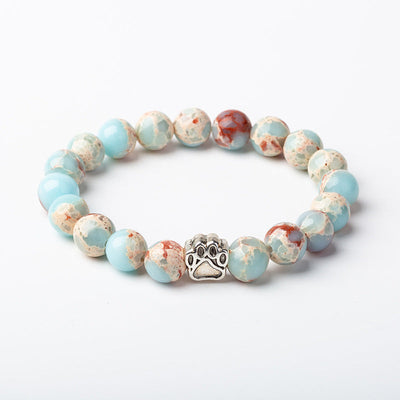 Indian Agate Green Agate Dog Paw Positive Calm Bracelet Bracelet BS Sea Sediment Jasper (Protection ♥ Peace)